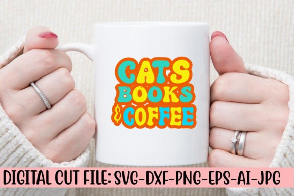 Cats Books Coffee Retro SVG