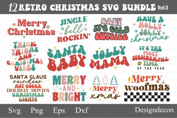Cute Christmas Sayings Retro SVG Bundle