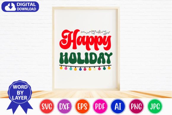 Happy Holiday Retro Svg