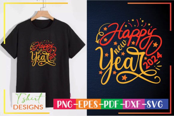 Happy New Year 2024 Retro SVG