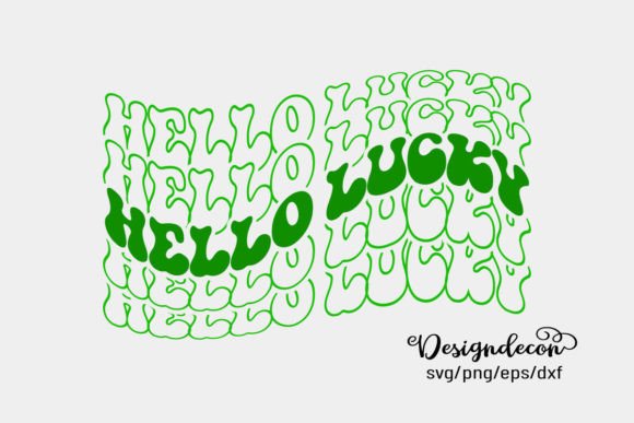 Hello Lucky Mirrored Text Retro Svg