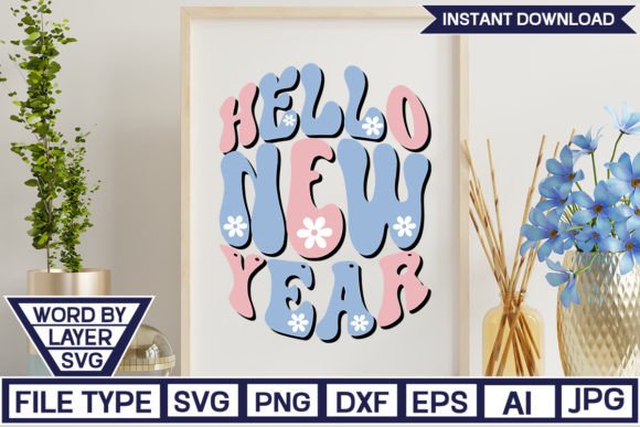 Hello New Year Retro SVG