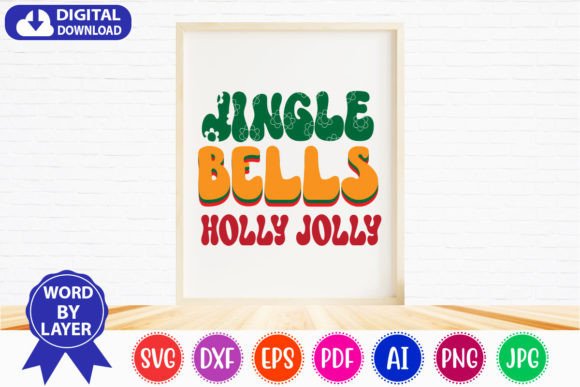 Jingle Bells Holly Jolly Retro Svg