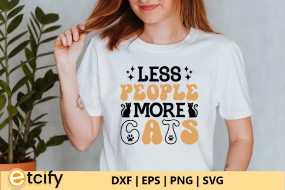 Less People More Cats Retro SVG