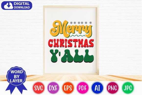 Merry Christmas Y All Retro Svg